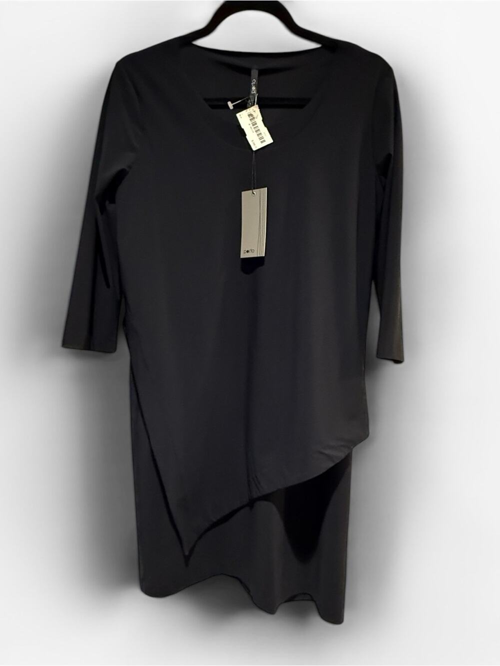 Porto Sz S Shark Dress Asymmetrical  Lines Oval Neck 3/4 Sleeves Modern | NWT